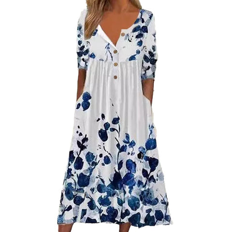 Robe boutonnée avec cardigan à poches imprimé m300714 