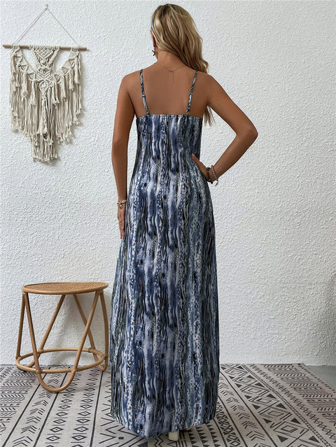 Robe à bretelles taille moyenne à imprimé tendance m300016 