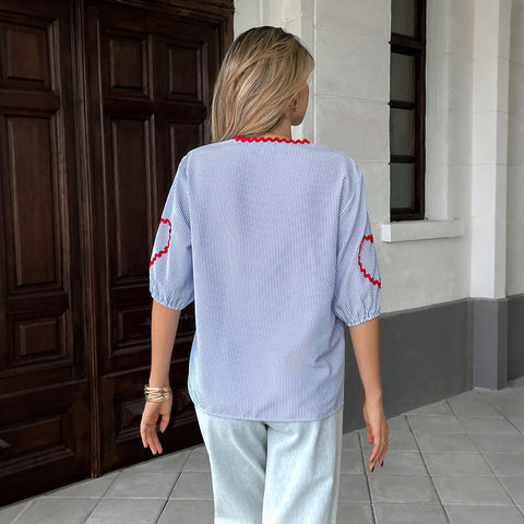T-shirt manches mi-longues style vacances Temperament M301399 