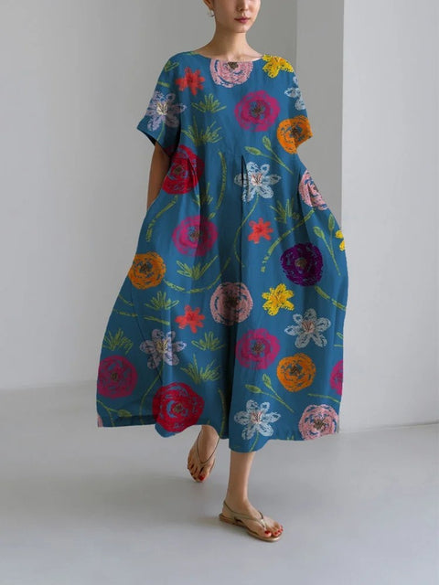 3D-Baumwollimitat-Pull-Frame-Craft-Damen-Pendelkleid m301038