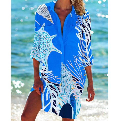 Veste de bikini, maillot de bain, cardigan, chemise de plage imprimée pour femme, m301274 
