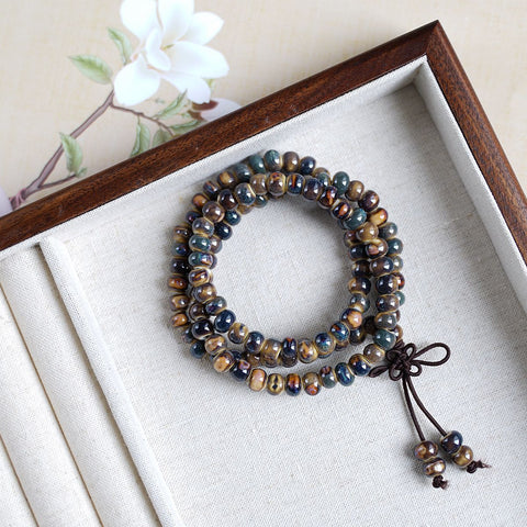 Jouez avec trois cercles et empilez 108 perles Bracelet en céramique Jingdezhen Bracelet de style ethnique m3331303 