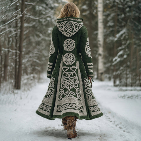 Cardigan long imitation knitted lazy wind hooded long cardigan sweater autumn and winter women's clothing m302125