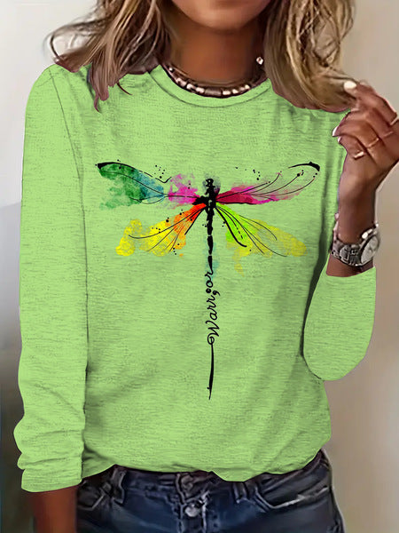 Crew neck temperament elegant style printing long-sleeved women's clothing m301661