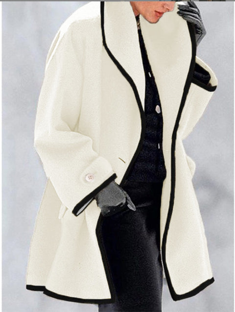 Fashion autumn and winter multi-color crew neck loose hooded woolen coat m300470