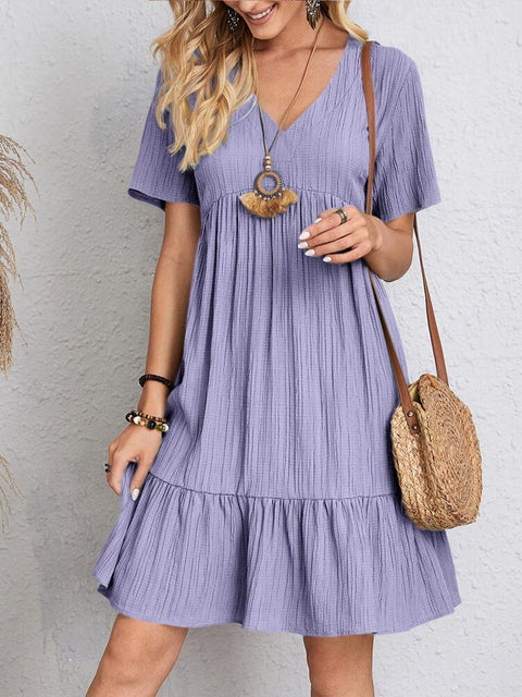 Sommer lose beiläufige Kurzarm-Taille elegantes Kleid m300029 