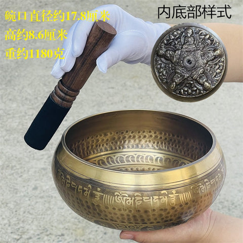 Nepalesische handgefertigte Kupfer-Glockenspiel-Vajra-Stößel Buddha-Klangschale Meditationsschale m3331263 