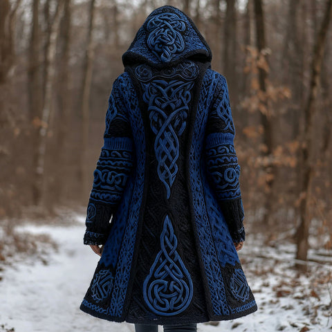Cardigan long imitation knitted lazy wind hooded long cardigan sweater autumn and winter women's clothing m302125