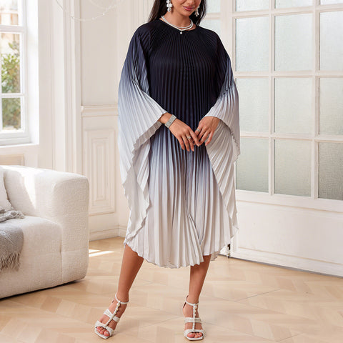 Elegantes Organ Plissee Cape langes Kleid Kleid m301386 