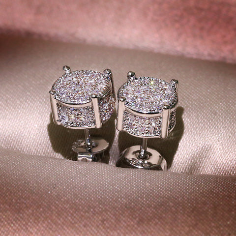 Boucles d'oreilles micro-diamants ronds à quatre griffes m3330775