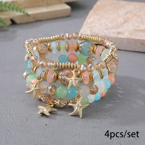Nouveau bracelet bohème créatif à pompons et perles multicouches m3331286