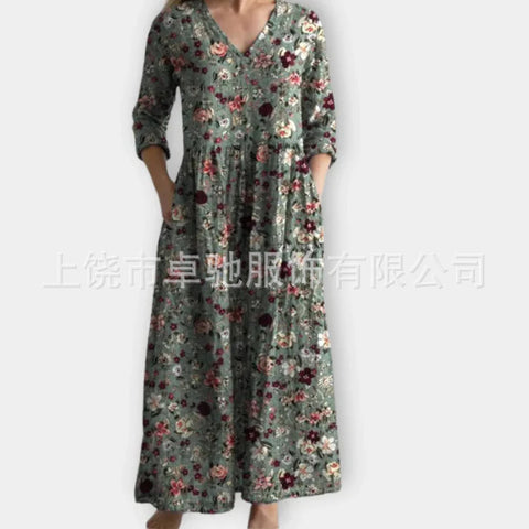 3D printing summer casual loose long-sleeved dress m301729