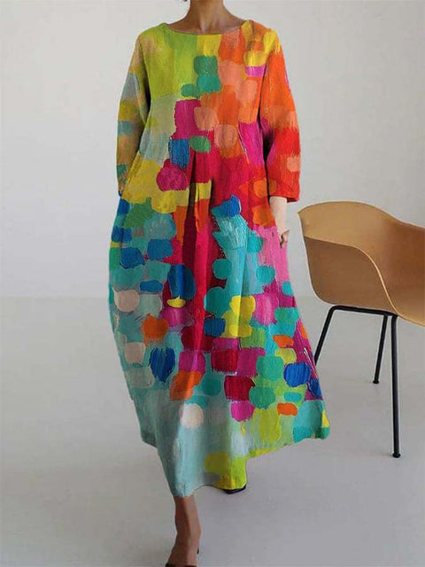 Robe longue ample à imprimé floral rétro pour femme m300916 