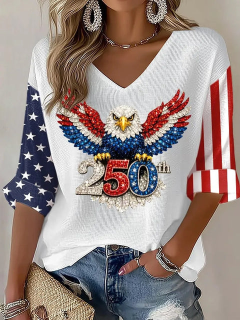 Summer V-neck short-sleeved top 3D digital printing women's casual short-sleeved m302655