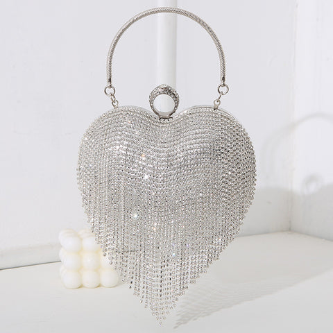 Sac à main en strass avec pompon et diamants, sac de dîner tendance m3331046