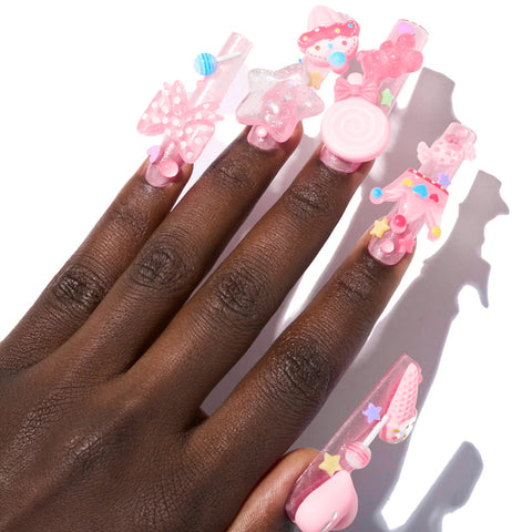 Tragen Sie Nagelpads Lange Wasserpfeife Nagelkunst Dreidimensionales Süßigkeitenschleifen-Zubehör Nagelpads 24 Stück