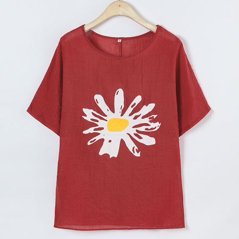 Lockerer Rundhalsausschnitt, bedruckter Pullover, mittellange Ärmel, Damen-T-Shirt m300917 