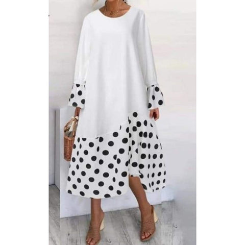 Lockeres, modisches, hochwertiges, langärmeliges Kleid mit Rundhalsausschnitt und Print m301054