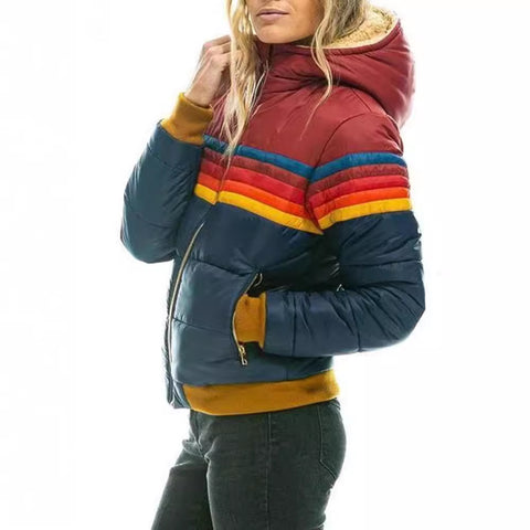 Women's casual hooded printed short cotton-padded coat m301979