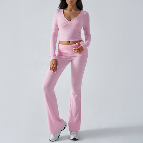 women's clothing Amazon casual sports slim-fit knitted long-sleeved trousers two-piece set m301817