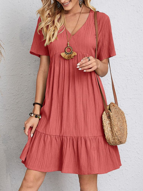 Sommer lose beiläufige Kurzarm-Taille elegantes Kleid m300029 