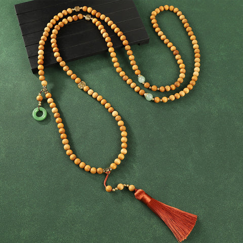 Guofeng Umhängekette Ya Bai Buddha Perlenkette mit Fransen Retro Pulloverkette m3331290 