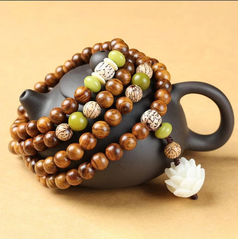 Bracelet en perles naturelles de Bouddha Huanghuali vietnamiennes, bracelet en bois de rose et lotus, bracelet en bois parfumé Wenwan m3331302