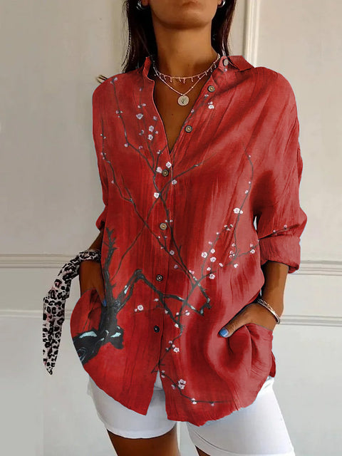 European and American trend long-sleeved shirt printing 3D shirt floral pattern m301726