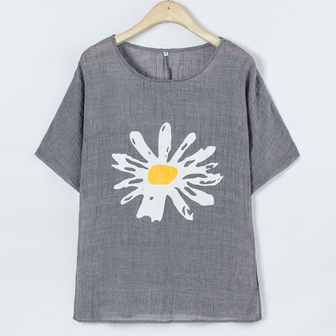 Lockerer Rundhalsausschnitt, bedruckter Pullover, mittellange Ärmel, Damen-T-Shirt m300917 