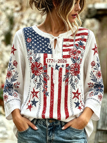 Crew neck long sleeve imitation hemp women's loose top m303045