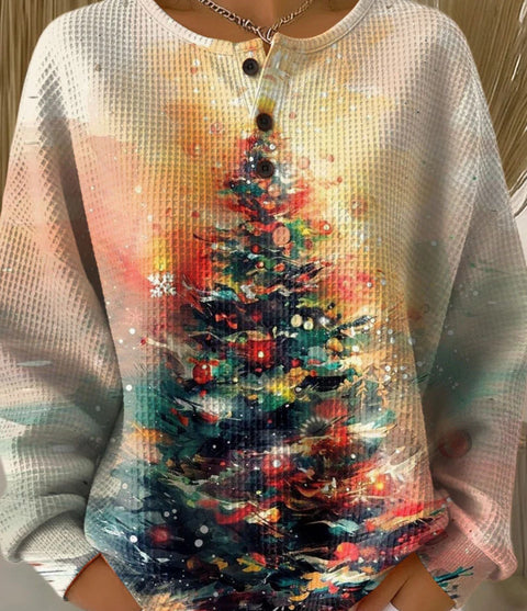 3D digital printing loose casual waffle stand-up collar long sleeve m303065
