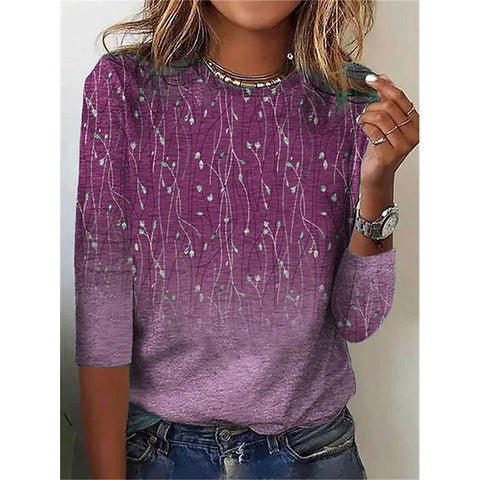 Creative flower 3D digital printing casual trend crew neck T-shirt m302222