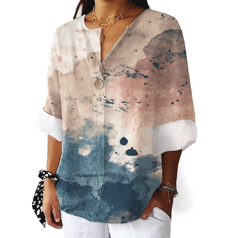 Fashion Women's Coconut Button Long Sleeve Shirt m302752