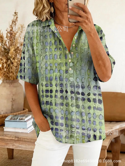 Summer shirt button-down collar pullover top m302960