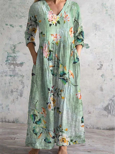 Robe mi-longue à imprimé floral pour femme m301039