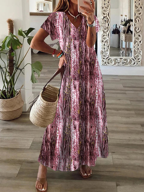 Großes Swingkleid mit böhmischem Print m300011