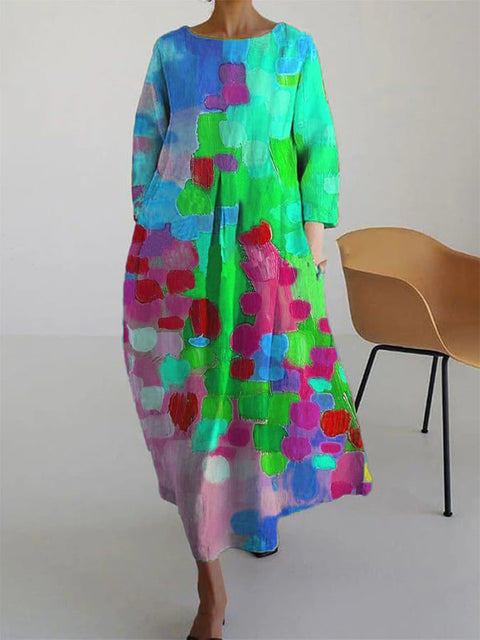 Lose neue retro floral lose frauen gedruckt lange kleid m300916 