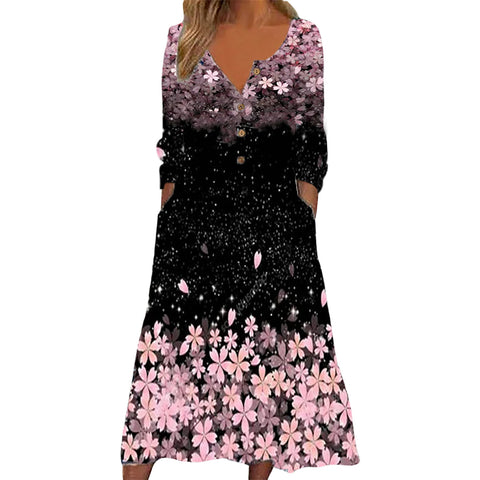 Robe boutonnée avec cardigan à poches imprimé m300714 
