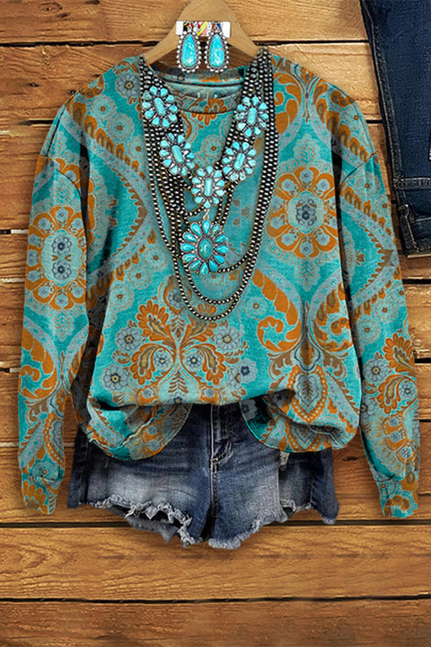 Casual floral 3D printed crew neck sweater m302127