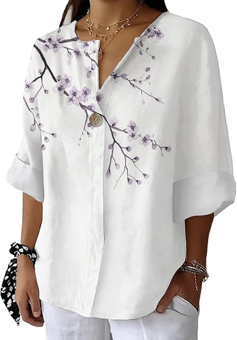 Fashion Women's Coconut Button Long Sleeve Shirt m302752