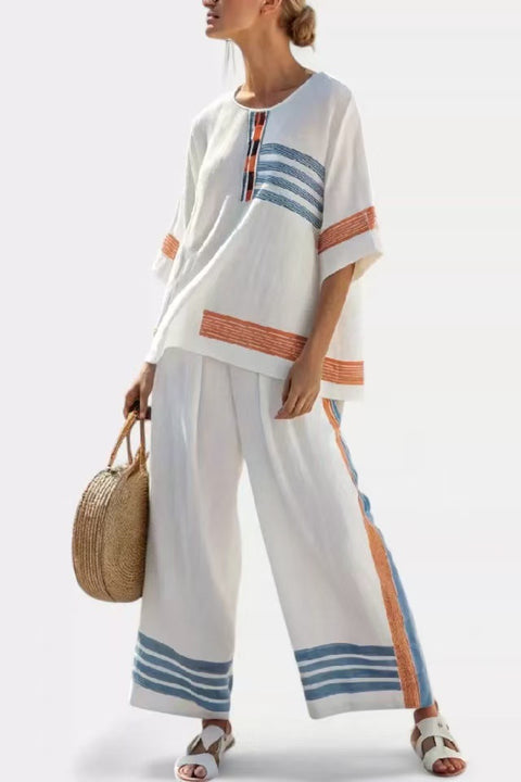 Ramie Bamboo Fiber Top Women's Summer Loose Casual Versatile V-Neck Feifei Sleeve Shirt m301525