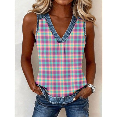 Casual plaid sleeveless vest small suspender m302807