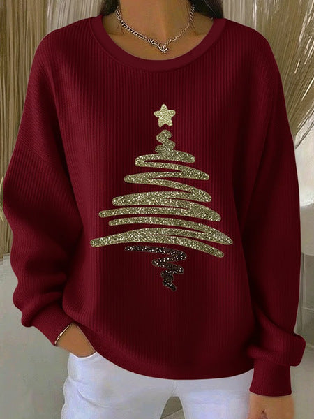 Loose outer wear lazy wind snowflake Christmas tree mix and match casual commuter sweater m302516-3