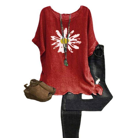 Lockerer Rundhalsausschnitt, bedruckter Pullover, mittellange Ärmel, Damen-T-Shirt m300917 