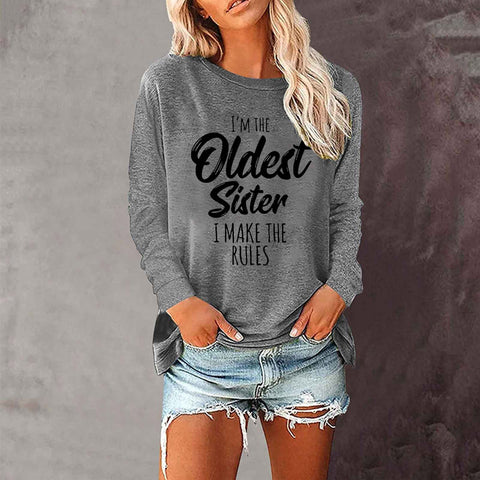 Lose rundhals außenhandel druck langarm frauen T-shirt top m300920 