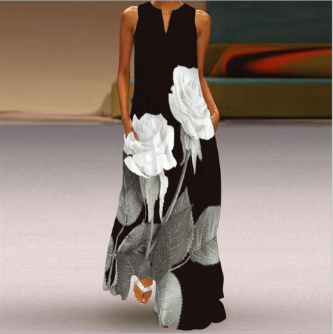 Robe fleurie à col en V M300202 