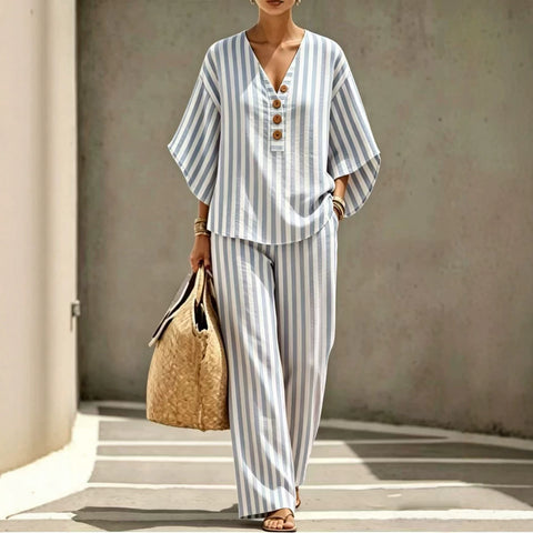Women's loose casual striped linen fashion suit shirt women's m302775