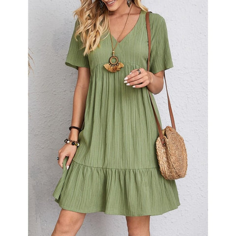 Sommer lose beiläufige Kurzarm-Taille elegantes Kleid m300029 