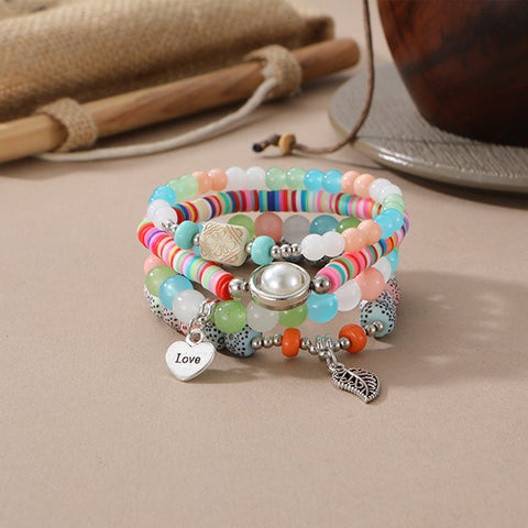 Nouveau bracelet bohème créatif à pompons et perles multicouches m3331286