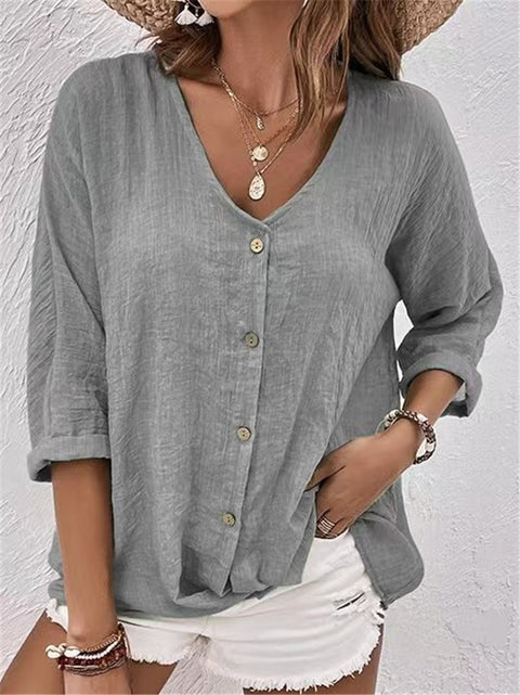 V-Ausschnitt Pullover Kurzarm locker sitzendes Damenshirt lässiges Damentop m301298 